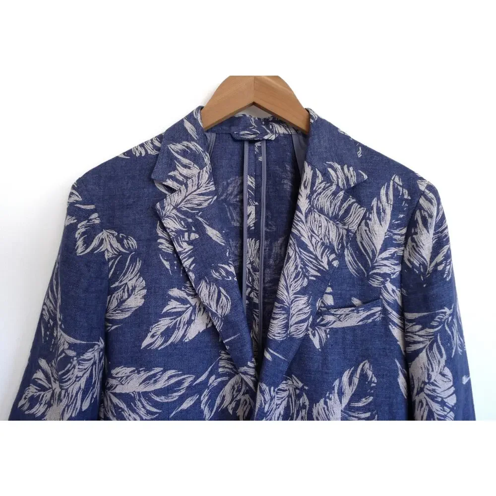 BONOBOS Unconstructed Slim Fit Floral Italian Linen Blazer Jacket Saks 38R $500